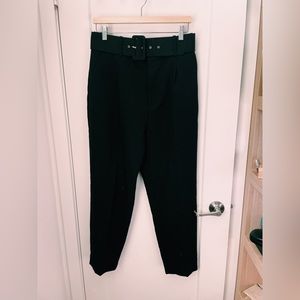 Zara Tapered Black Pant with Accent Belt